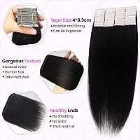 40Pcs 100G Yaki Tape In Human Hair Black Hair Extension For Women Invisible Tape Ins Glue In Remy Human Hair Piece Seamless Skin