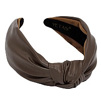 YETASI Dark Brown Headbands for Women are Made of Non Slip Material. Brown Knotted Headband is a Classy Fashion Head band Leather Knot Headbands are Trendy