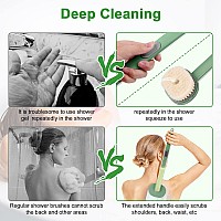 Ainiv 2 Pack Back Scrubber For Shower Long Handled Shower Brush With Soap Dispenser Exfoliating Body Scrubber For Wet Or Dry B