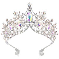 Cocide Silver Crowns For Women Tiaras For Women Crystal Rhinestones Baroque Tiara For Girls Bead Queen Princess Hair Accessories