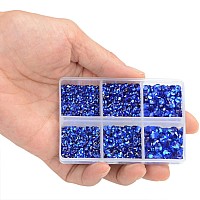 Lpbeads 6000 Pieces Emerald And Sapphire Non Hotfix Rhinestones 6 Sizes Round Crystal Glass Flat Back Rhinestones With Tweezers