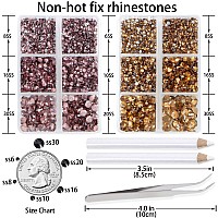 Lpbeads 6000 Pieces Topaz And Lt Amethyst Non Hotfix Rhinestones 6 Sizes Round Crystal Glass Flat Back Rhinestones With Tweezers