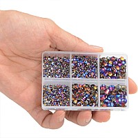 Lpbeads 6000 Pieces Blue Volcano And Green Volcano Non Hotfix Rhinestones 6 Sizes Round Crystal Glass Flat Back Rhinestones With