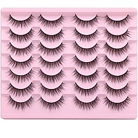 Wispy Lashes 12Mm False Eyelashes Natural Look Short Fluffy Faux Mink Eyelashes Wispies Ripple Strip Lashes Pack 14 Pairs