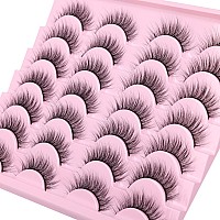 Wispy Lashes 12Mm False Eyelashes Natural Look Short Fluffy Faux Mink Eyelashes Wispies Ripple Strip Lashes Pack 14 Pairs