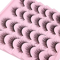 Wispy Lashes 12Mm False Eyelashes Natural Look Short Fluffy Faux Mink Eyelashes Wispies Ripple Strip Lashes Pack 14 Pairs