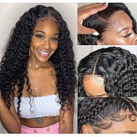 Uesoels 4X4 Glueless Deep Wave Closure Wigs Human Hair Wet And Wavy Hd Transparent Lace Front Wigs Human Hair Pre Plucked Bleach