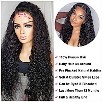 Uesoels 4X4 Glueless Deep Wave Closure Wigs Human Hair Wet And Wavy Hd Transparent Lace Front Wigs Human Hair Pre Plucked Bleach