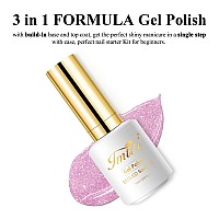 Imtiti Glitter Gel Nail Polish1 Pcs 05 Fl Oz Rose Pink Glitter Gel Polish Buildin Base And Top Coat 3 In 1 One Step Gel Nail