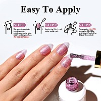 Imtiti Glitter Gel Nail Polish1 Pcs 05 Fl Oz Rose Pink Glitter Gel Polish Buildin Base And Top Coat 3 In 1 One Step Gel Nail