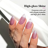 Imtiti Glitter Gel Nail Polish1 Pcs 05 Fl Oz Rose Pink Glitter Gel Polish Buildin Base And Top Coat 3 In 1 One Step Gel Nail