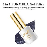 Imtiti Glitter Gel Nail Polish 1 Pcs 05 Fl Oz Starry Black Glitter Gel Polish Buildin Base And Top Coat 3 In 1 One Step Gel Na