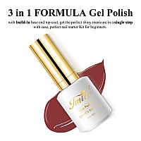 Imtiti Gel Nail Polish 1 Pcs 05 Fl Oz Brown Red Gel Polish Buildin Base And Top Coat 3 In 1 One Step Gel Nail Polish Kit Soak