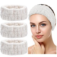 Chuangdi 3 Pieces Headband Set Elastic Head Wrap For Makeup Washing Face Yoga Sports Shower Women And Girls White