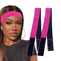 Atimiaza 2 Pcs Elastic Bands For Wigs Lace Melting Edge Wrap To Lay Edges Melt Band For Lace Front Wigs Black Pink Pack Of