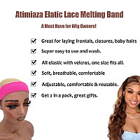 Atimiaza 2 Pcs Elastic Bands For Wigs Lace Melting Edge Wrap To Lay Edges Melt Band For Lace Front Wigs Black Pink Pack Of