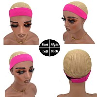 Atimiaza 2 Pcs Elastic Bands For Wigs Lace Melting Edge Wrap To Lay Edges Melt Band For Lace Front Wigs Black Pink Pack Of