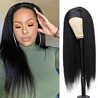 Kinky Straight Headband Wigs For Black Women 22 Inch Long Yaki Straight Headband Wigs Glueless Synthetic Headband Wigs Natural B