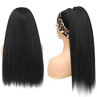 Kinky Straight Headband Wigs For Black Women 22 Inch Long Yaki Straight Headband Wigs Glueless Synthetic Headband Wigs Natural B