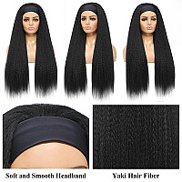 Kinky Straight Headband Wigs For Black Women 22 Inch Long Yaki Straight Headband Wigs Glueless Synthetic Headband Wigs Natural B