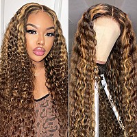 Aisi Highlight Lace Front Wig Human Hair Deep Wave 180 Density Glueless Wigs Human Hiar Pre Plucked Brazilian Ombre Honey Blond