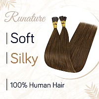 Runature I Tip Hair Extensions Human Hair Dark Brown Itip Human Hair Extensions 14 Inch Short Hair Extensions Pre Bonded I Tip H