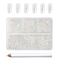 Beadsland 7200Pcs Flatback Rhinestonestransparent Rhinestones Nail Gems Round Crystal Rhinestones For Craftsmixed 6 Sizes With