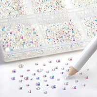 Beadsland 7200Pcs Flatback Rhinestonestransparent Rhinestones Nail Gems Round Crystal Rhinestones For Craftsmixed 6 Sizes With