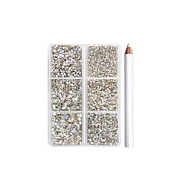 Beadsland 7200Pcs Flatback Rhinestonestransparent Rhinestones Nail Gems Round Crystal Rhinestones For Craftsmixed 6 Sizes With