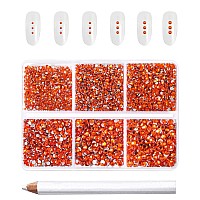 Beadsland 7200Pcs Flatback Rhinestonesorange Rhinestones Nail Gems Round Crystal Rhinestones For Craftsmixed 6 Sizes With Wax