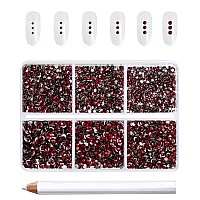 Beadsland 7200Pcs Flatback Rhinestonesdark Red Rhinestones Nail Gems Round Crystal Rhinestones For Craftsmixed 6 Sizes With Wa