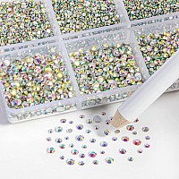 Beadsland Flatback Ab Crystal Rhinestones Nail Gems Round Rhinestones For Craftsmixed 6 Sizes With Wax Pencil Kit Ss3Ss10 7