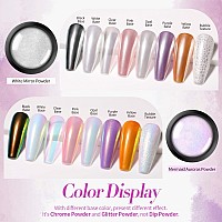 Born Pretty Chrome Powder Metallic Mirror Auroras Mermaid Pearl Pigment Powder Manicure Nail Art Decoration Sets 2 Boxes