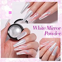 Born Pretty Chrome Powder Metallic Mirror Auroras Mermaid Pearl Pigment Powder Manicure Nail Art Decoration Sets 2 Boxes