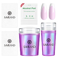 Saviland French Tip Nail Stamp 5Pcs Purple Radium Jelly Stamper Nail Art Stamper Kit Long Short Clear Silicone Nail Stamping