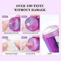 Saviland French Tip Nail Stamp 5Pcs Purple Radium Jelly Stamper Nail Art Stamper Kit Long Short Clear Silicone Nail Stamping