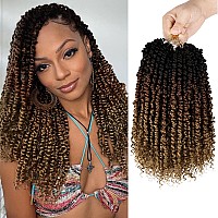 8 Packs Ombre Brown Pre-Looped Passion Twists Braiding Synthetic Hair, Pre-Twisted Passion Twist Hair 12 Inch, Short Passion Twist Crochet Hair for Women Crochet Passion Twist Hair Extensions (12 Inch (Pack of 8), T1B/30/27)