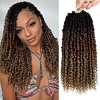 Pre-Twisted Passion Twist Hair, 8 Packs 112 Strands Pre Looped Passion Twist Braiding Hair for Women, Short Passion Twists Crochet Hair Synthetic Hair Extensions (14 Inch (Pack of 8), T1B/30/27)