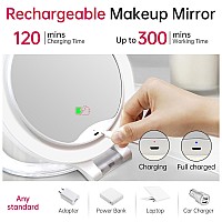 Magnifying Makeup Mirror 10X 1X Double Sided With Bag Travel Makeup Mirror With 3 Color Lights And Magnification Lighted Recha