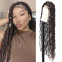 Olymei Faux Locs Wig Square Knotless Braided Wigs For Women Braided Locs Wig Braided Lace Wig With Baby Hair Human Hair Blended