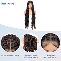 Olymei Faux Locs Wig Square Knotless Braided Wigs For Women Braided Locs Wig Braided Lace Wig With Baby Hair Human Hair Blended