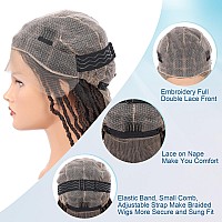 Olymei Faux Locs Wig Square Knotless Braided Wigs For Women Braided Locs Wig Braided Lace Wig With Baby Hair Human Hair Blended