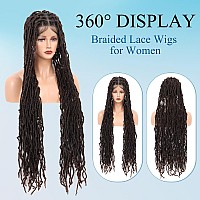 Olymei Faux Locs Wig Square Knotless Braided Wigs For Women Braided Locs Wig Braided Lace Wig With Baby Hair Human Hair Blended