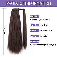 Wignee Kinky Straight Ponytail Wrap Around Long Ponytail Extension Natural Black Yaki Ponytail Extension For Black Women Pony Ta