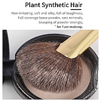 Fan Brush by ENZO KEN, Round Tip Blush Contour Brush, Large Fluffy Powder Brush, Good Resilience and Flexible Makeup Brushes for Rare Minerals Powder, Contour Sculpting and Highlighting- Makeup Straight, Simple Natural Color, Nose Contour (169-O-White)