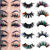 Halloween Day Lashes With Color Ninglash 10 Pack Colored Lashes 25Mm Real Mink Eyelashes With Color 5 Styles Mix Long Color Eyel