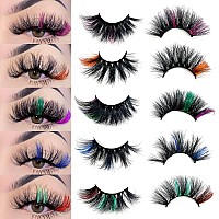 Halloween Day Lashes With Color Ninglash 10 Pack Colored Lashes 25Mm Real Mink Eyelashes With Color 5 Styles Mix Long Color Eyel