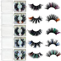 Halloween Day Lashes With Color Ninglash 10 Pack Colored Lashes 25Mm Real Mink Eyelashes With Color 5 Styles Mix Long Color Eyel