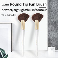 Large Fan Brush Flexible by ENZO KEN, Angled Fluffy Blush Contour Brush, Contour Sculpting and Highlighting, Good Resilience Makeup Brushes for Minerals Powder. (169-L-White)