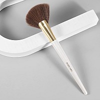 Large Fan Brush Flexible by ENZO KEN, Angled Fluffy Blush Contour Brush, Contour Sculpting and Highlighting, Good Resilience Makeup Brushes for Minerals Powder. (169-L-White)